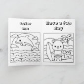 幸せな誕生日少年ボート湖ぬりえ サンキューカード (内部)