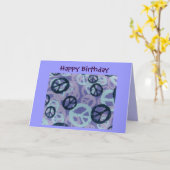 幸せな誕生日平和シンボルや象徴か迷彩柄一見カード カード (黄色い花)