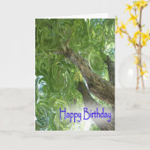 幸せな誕生日渦巻く葉 カード (黄色い花)