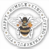 幸せな謙虚な親切に感謝する輪郭 シール (正面)