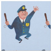 幸せな警官プリント ファブリック (クローズアップ)