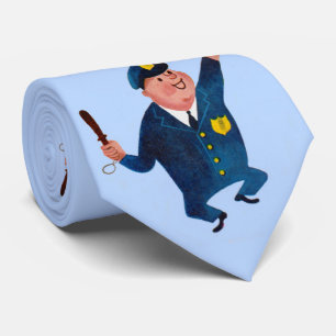 幸せな警察官のプリントネクタイ ネクタイ