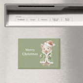 幸せな豚の赤いクリスマス帽子 マグネット (インサイチュ (食洗機))