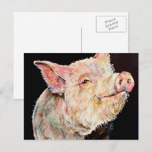 幸せな豚。 ポストカード (正面/裏面)