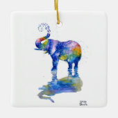 幸せな象の水の色の絵画セラミック装飾品 セラミックオーナメント (正面)