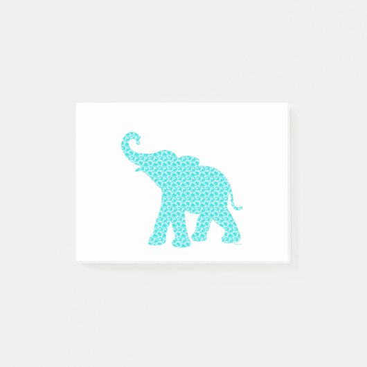 幸せな象の芸術のターコイズパターンモダン ポストイット (正面)