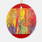 幸せな象パレードのオーナメント セラミックオーナメント (左)