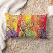 幸せな象パレードの枕 ランバークッション (ブランケット)