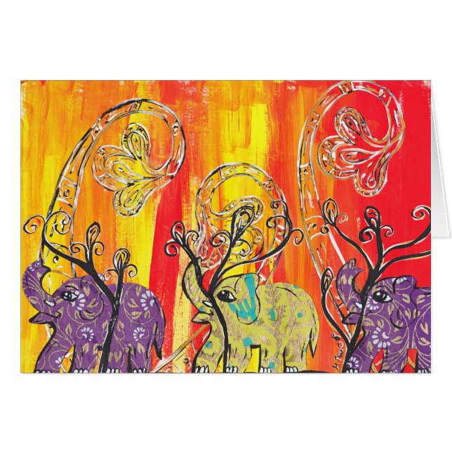 幸せな象パレードカード (正面横)