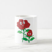 幸せな赤いバラのキャラクター コーヒーマグカップ (中央)