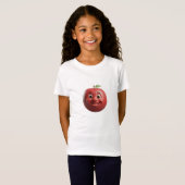 幸せな赤りんごのかわいい3Dアート Tシャツ (正面フル)