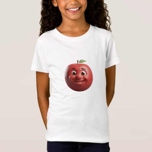 幸せな赤りんごのかわいい3Dアート Tシャツ (正面)