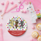 幸せな踊りのラブラドールのトリオのハッピーバースデーのパーティー ペーパープレート (パーティー)