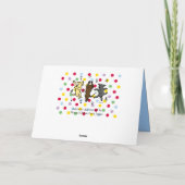 幸せな踊りのラブラドールのトリオのハッピーバースデー カード (裏面)