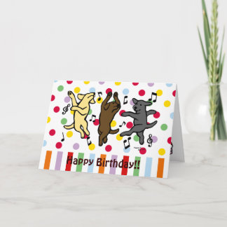 幸せな踊りのラブラドールのトリオのハッピーバースデー カード