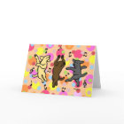 幸せな踊りのラブラドールのトリオの漫画の水玉模様