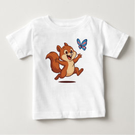 幸せな追いかけっこ – 快活なリスと蝶々 ベビーTシャツ