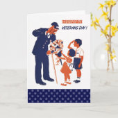 幸せな退役軍人の日。あいさつカスタムカード カード (黄色い花)