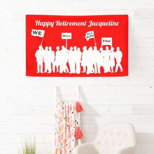 幸せな退職あなたの文字および背景色 横断幕 (インサイチュ)