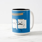 幸せな退職のおもしろいなトイレットペーパー ツートーンマグカップ (正面右)