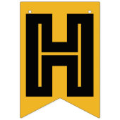 幸せな退職の旗、金ゴールド色の黒い文字 バンティングフラッグ (第1の旗)