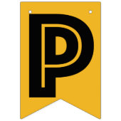 幸せな退職の旗、金ゴールド色の黒い文字 バンティングフラッグ (第3の旗)