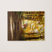 幸せな退職の赤い納屋の秋の道 ジグソーパズル (横)