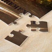 幸せな退職の赤い納屋の秋の道 ジグソーパズル (側面)