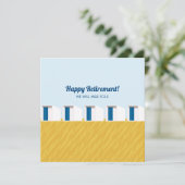 幸せな退職カードとビーチの客室と砂 カード (スタンド正面)