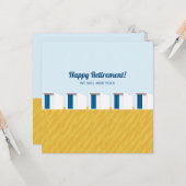 幸せな退職カードとビーチの客室と砂 カード (正面/裏面インサイチュ)