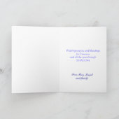 幸せな過ぎ越しのカード、デビッドの星と花 カード (内部)