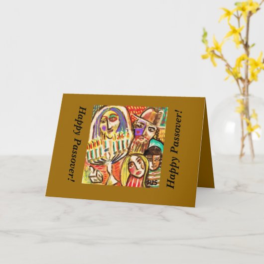 幸せな過ぎ越しの祝い: ユダヤ人の光のフェスティバル カード (黄色い花)