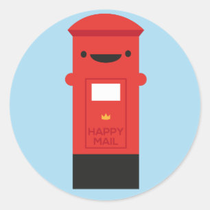 幸せな郵便-かわいいのPostbox ラウンドシール