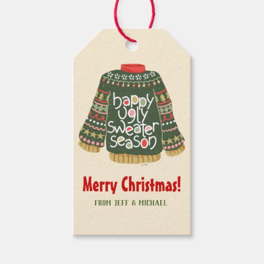 幸せな醜いセーターシーズン ギフトタグ