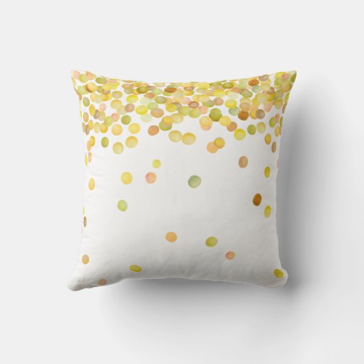 幸せな金ゴールドの黄色の水彩画の点があって下さい クッション (裏面)