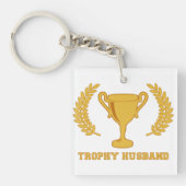 幸せな金トロフィの夫 キーホルダー (正面)