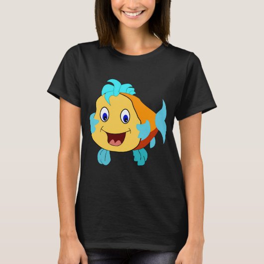 幸せな金魚のキャラクター Tシャツ (正面)
