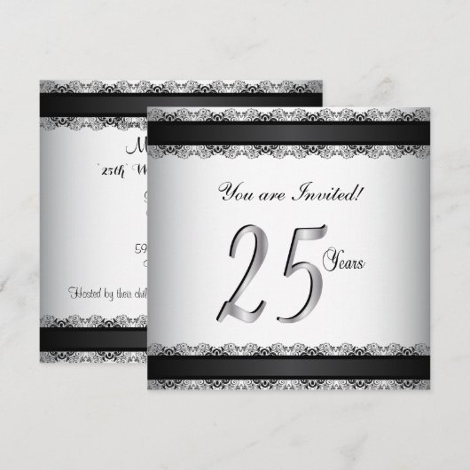 幸せな銀婚25周年 招待状 (正面/裏面)