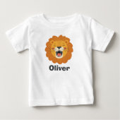 幸せな雄叫びのライオンの顔 - かわいいジャングルの動物 ベビーTシャツ (正面)