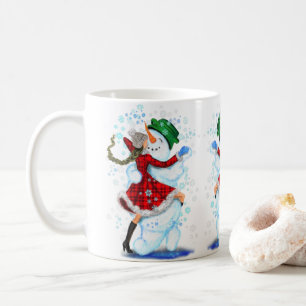 幸せな雪だるまとガールダンスタンゴクリスマス コーヒーマグカップ