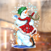 幸せな雪だるまと少女がタンゴで踊るメリークリスマス ウィンドウサイン (シート2)