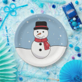 幸せな雪だるまのクリスマス休日 ペーパープレート (パーティー)