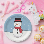 幸せな雪だるまのクリスマス休日 ペーパープレート (パーティー)