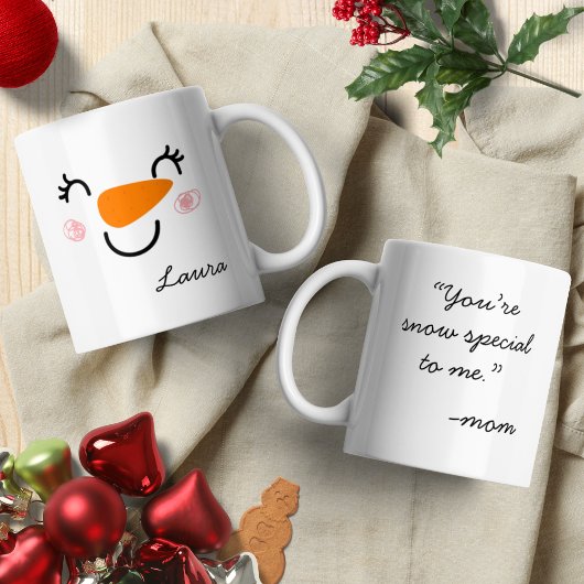 幸せな雪だるまの顔 コーヒーマグ ママから コーヒーマグカップ