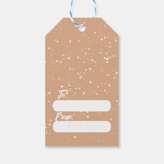 幸せな雪だるまインブルーハットクリスマスギフトラベル ギフトタグ (裏面)