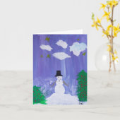 幸せな雪だるま カード (黄色い花)