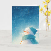 幸せな雪だるま カード (黄色い花)