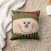 幸せな雪だるま クッション (ブランケット)