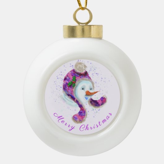 幸せな雪だるま クリスマス オーナメント (正面)