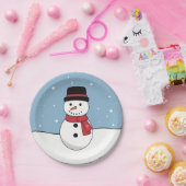 幸せな雪だるま クリスマス ホリデー ペーパープレート (パーティー)